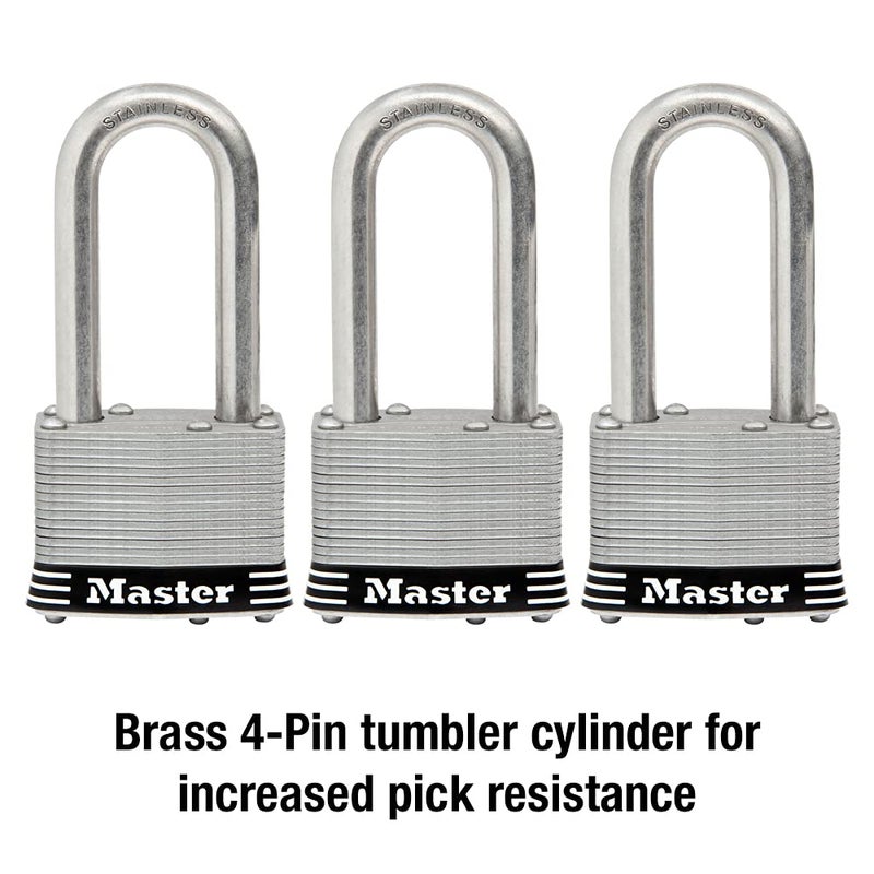 Master Lock 1SSTRILH Stainless Steel Outdoor Padlock with Key, 3 Pack Keyed-Alike - Image 4